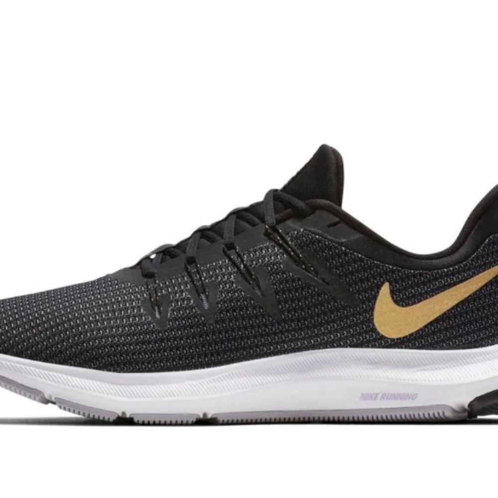 Nike Woman’s Quest Black with Metallic Gold Swoosh Running Shoes. Size 11. - Picture 8 of 8
